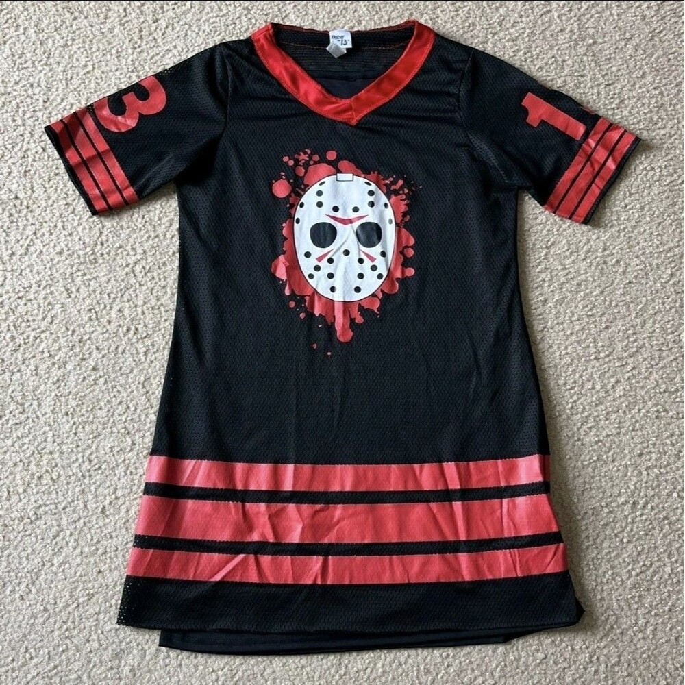 Friday The 13th Jason Voorhees Mesh Hockey Jersey Dress Costume Womens One Size